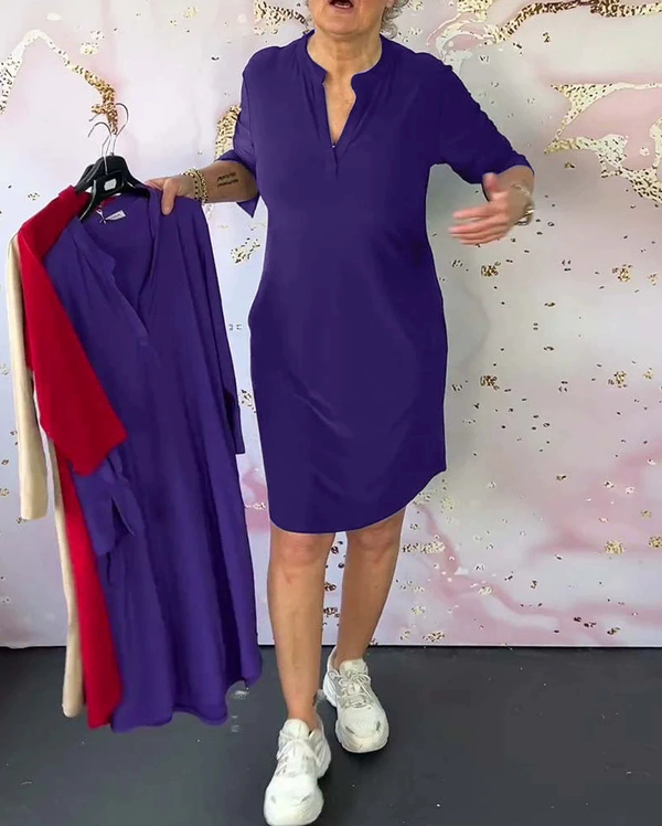 Lenka – Elegantna haljina s V izrezom za svaki dan