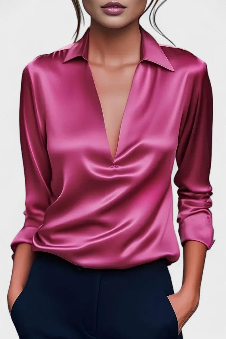 Nádia – Satenska bluza s V-izrezom