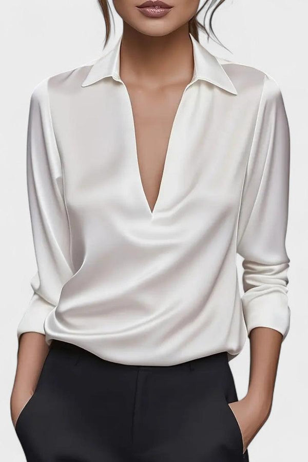 Nádia – Satenska bluza s V-izrezom