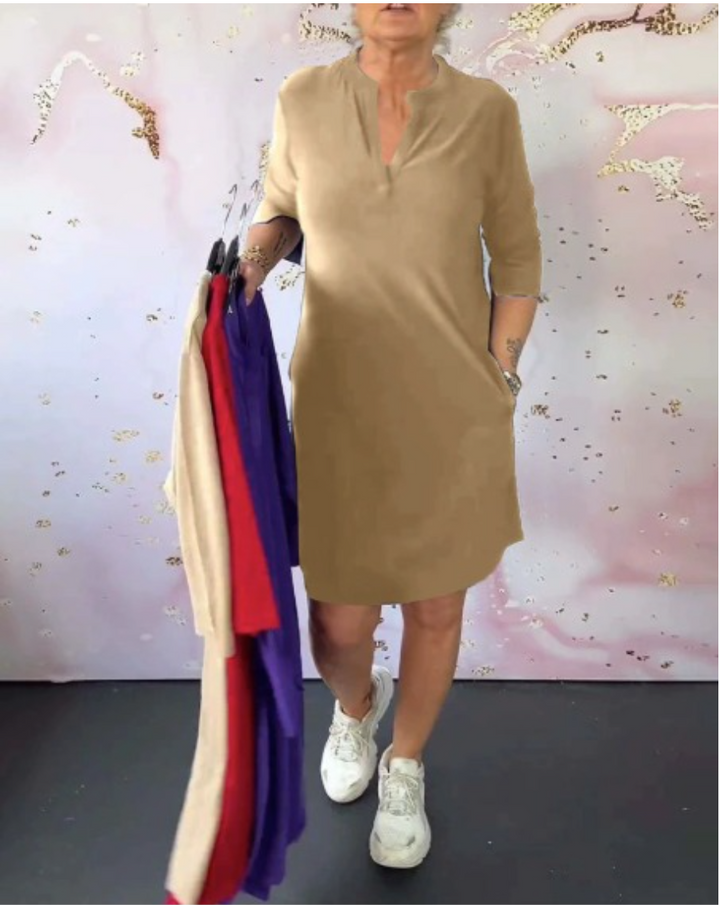 Lenka – Elegantna haljina s V izrezom za svaki dan
