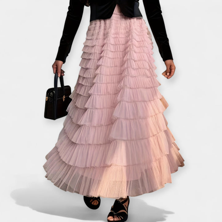 Elegantna Suknja s Tyll Dekorativnim Detaljem