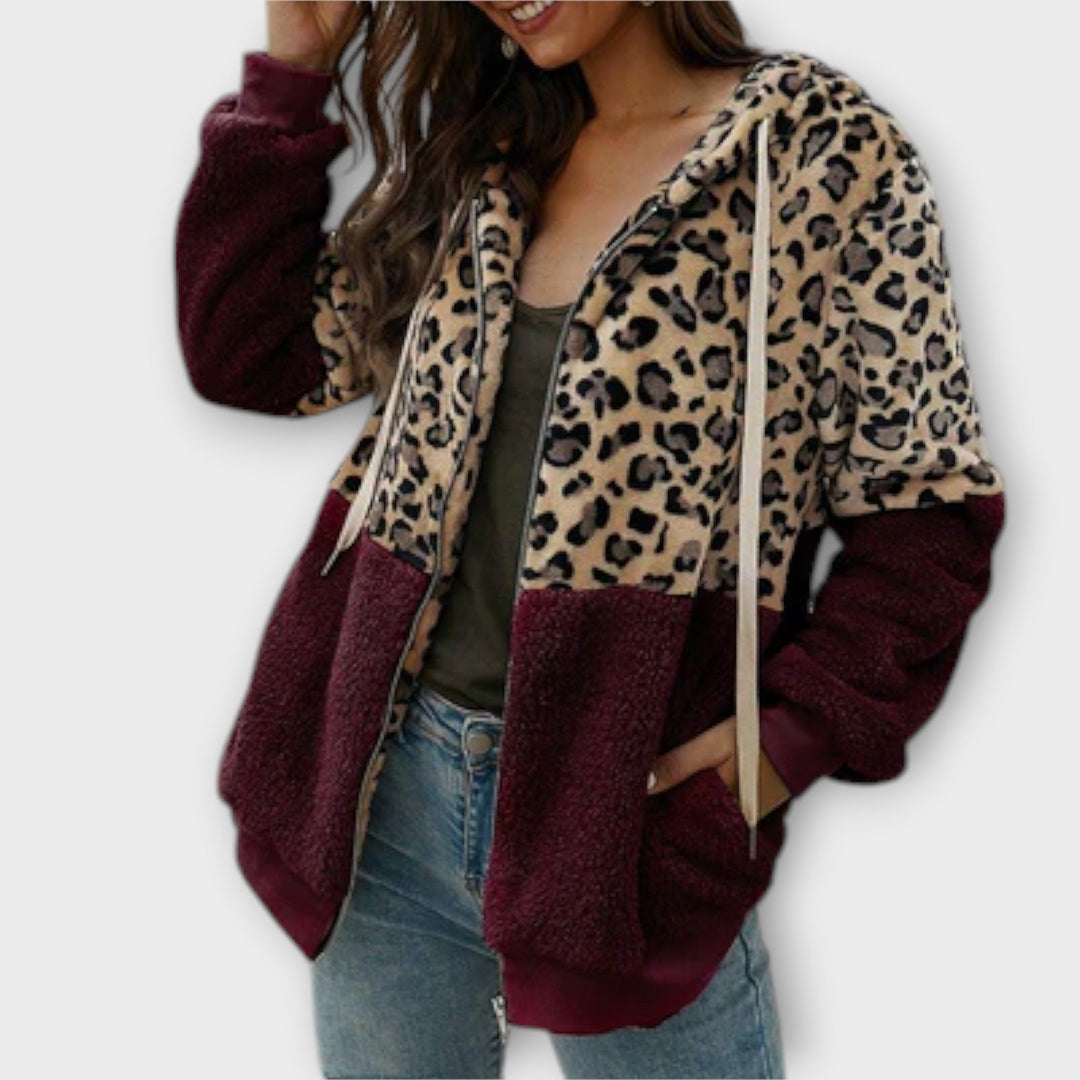 Lea - Fleece dukserica s kapuljačom i leopardim dizajnom