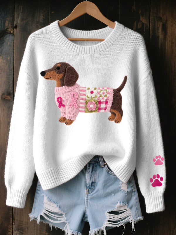 Aneta | Pleteni pulover s motivom jazavca